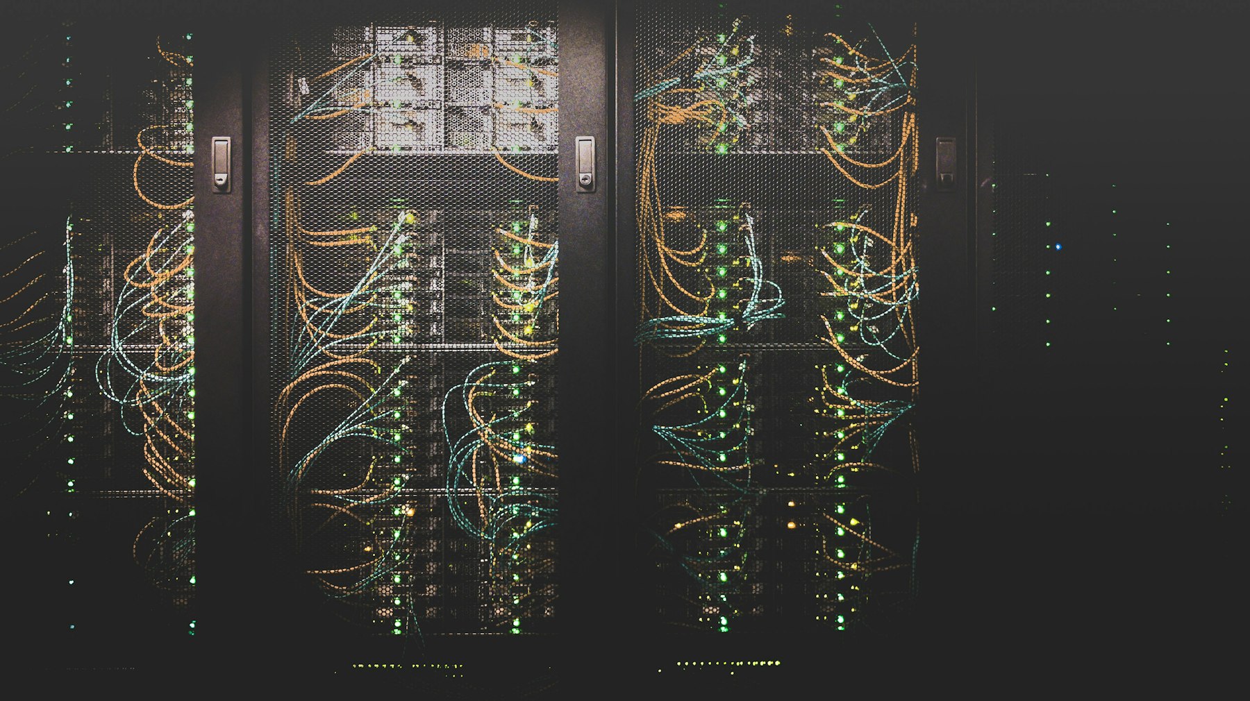 Network cables connected to server infrastructure