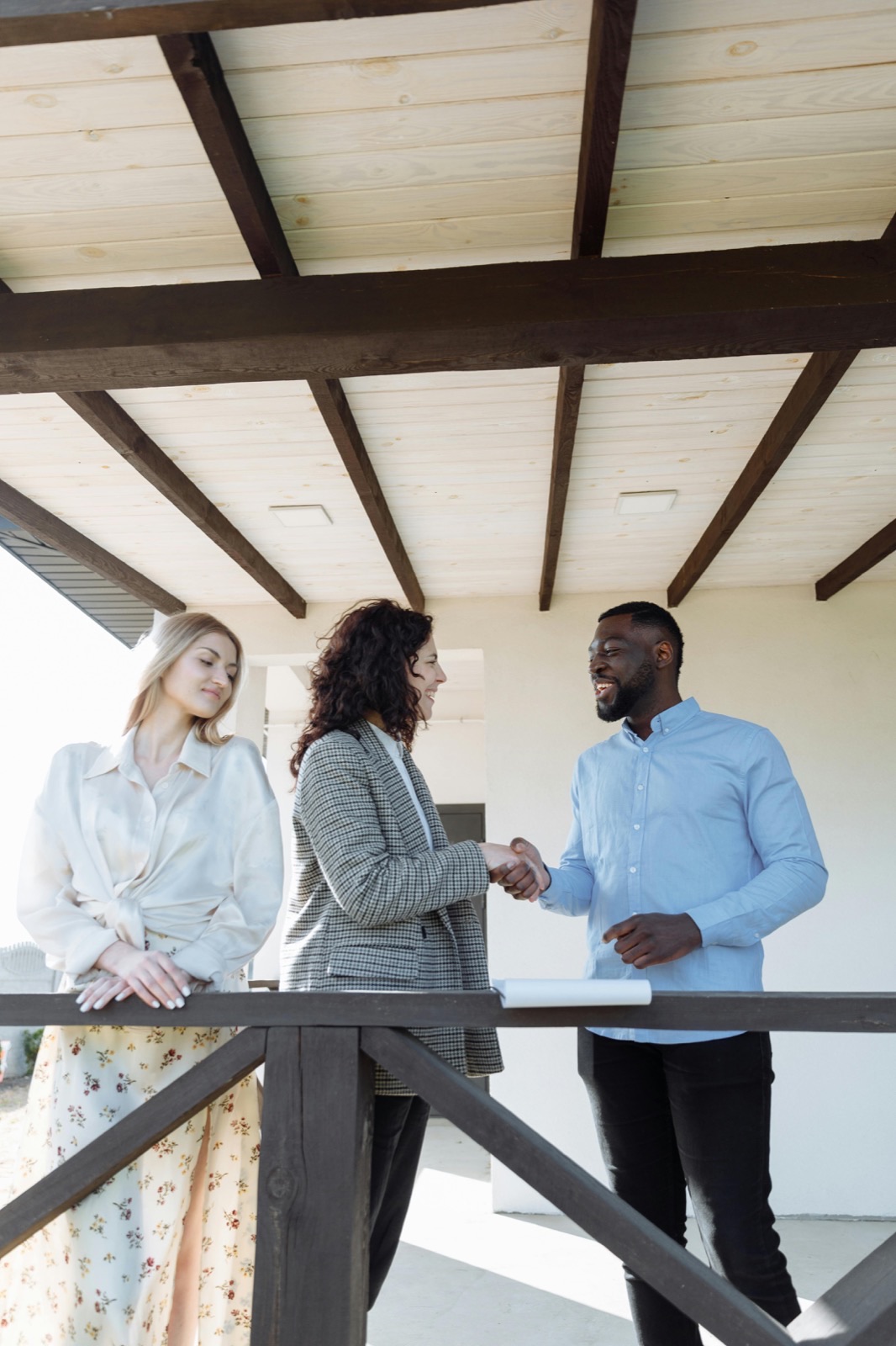 Partners shaking hands during a meeting